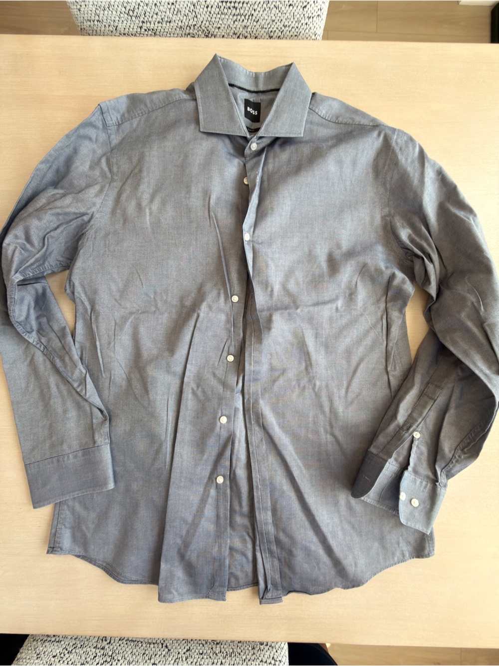 BOSS Men's Lightweight Button-Front Shirt Jacket in Charcoal Gray - XL 17.5
